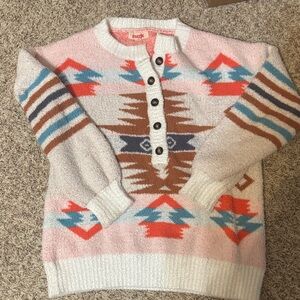 Mazik White and Orange Sweater with Button